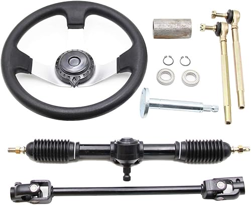Miniatura 20 de PRO BAT Kit de acero para volante de 11.811 in/11.8 pulgadas, 12.598 in/12.6 pulgadas, piñón de engranaje, eje ajustable, repuesto para Go Kart Golf