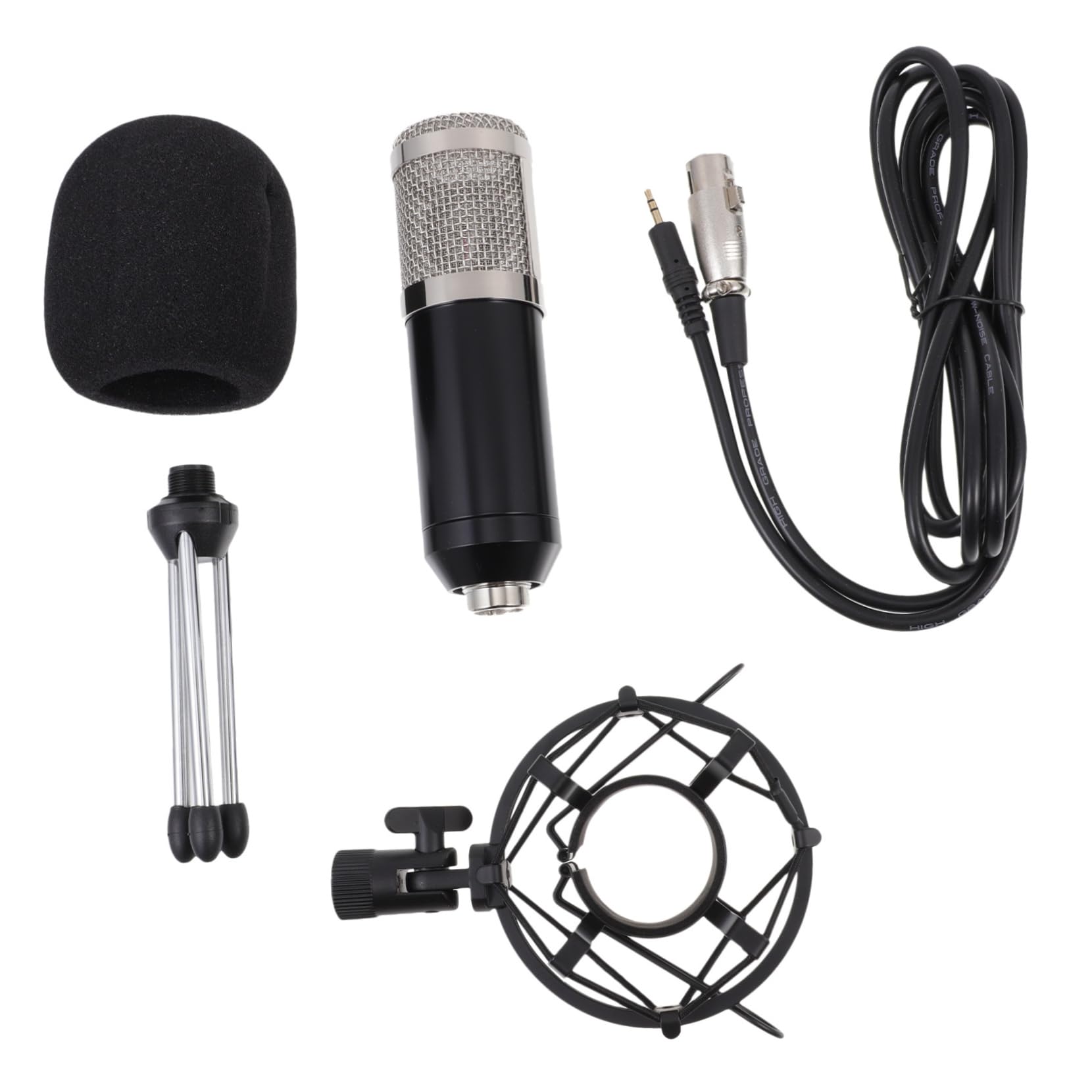 Microphone à condensateur filaire noir et argent avec kit complet pour PC - 8