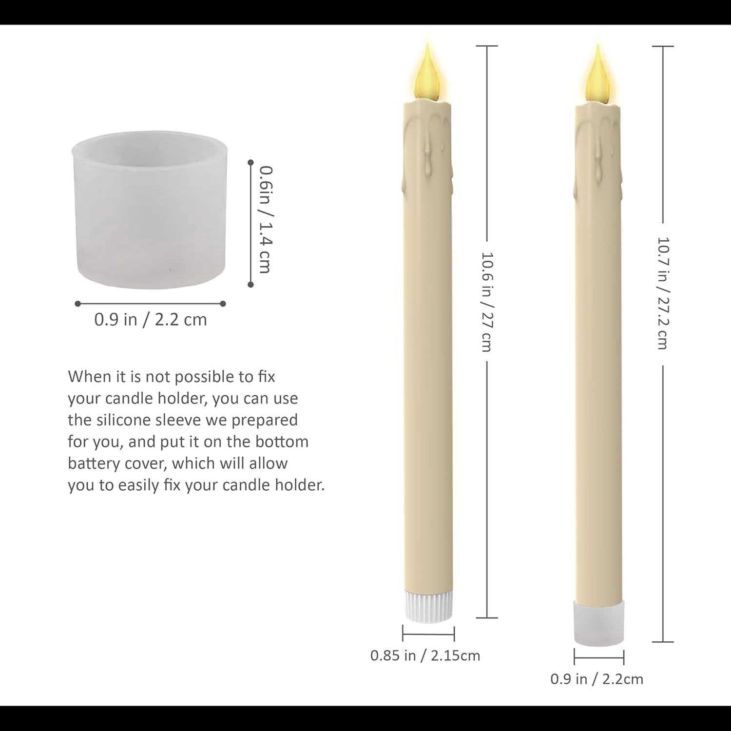LED Flameless Taper Candles, 10.6 Inch, Set of 48, 2AA Battery Operated with Remote Control, Timer Function, Halloween, Christmas and Wedding Banquet Table Center Decoration, Ivory White (48) - Image 4