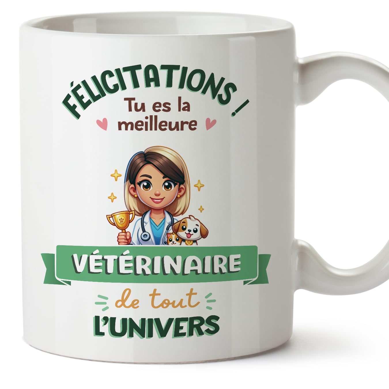 MUGFFINS Veterinarian Woman Mug - in French - Meilleur Univers Trophée - Funny Gift for Colleagues - Ceramic 11oz Mug — image 1