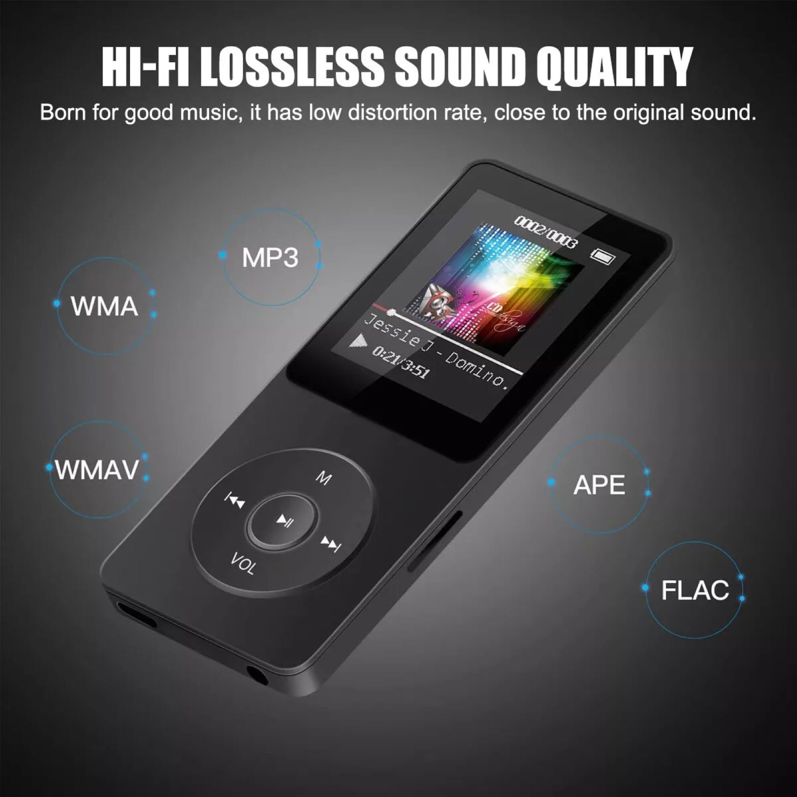 5V/1A Bluetooth 5.0 MP3 Player Multi-Functional HiFi Lossless Music Player with Recording FM Radio E-Book Pic Browsing