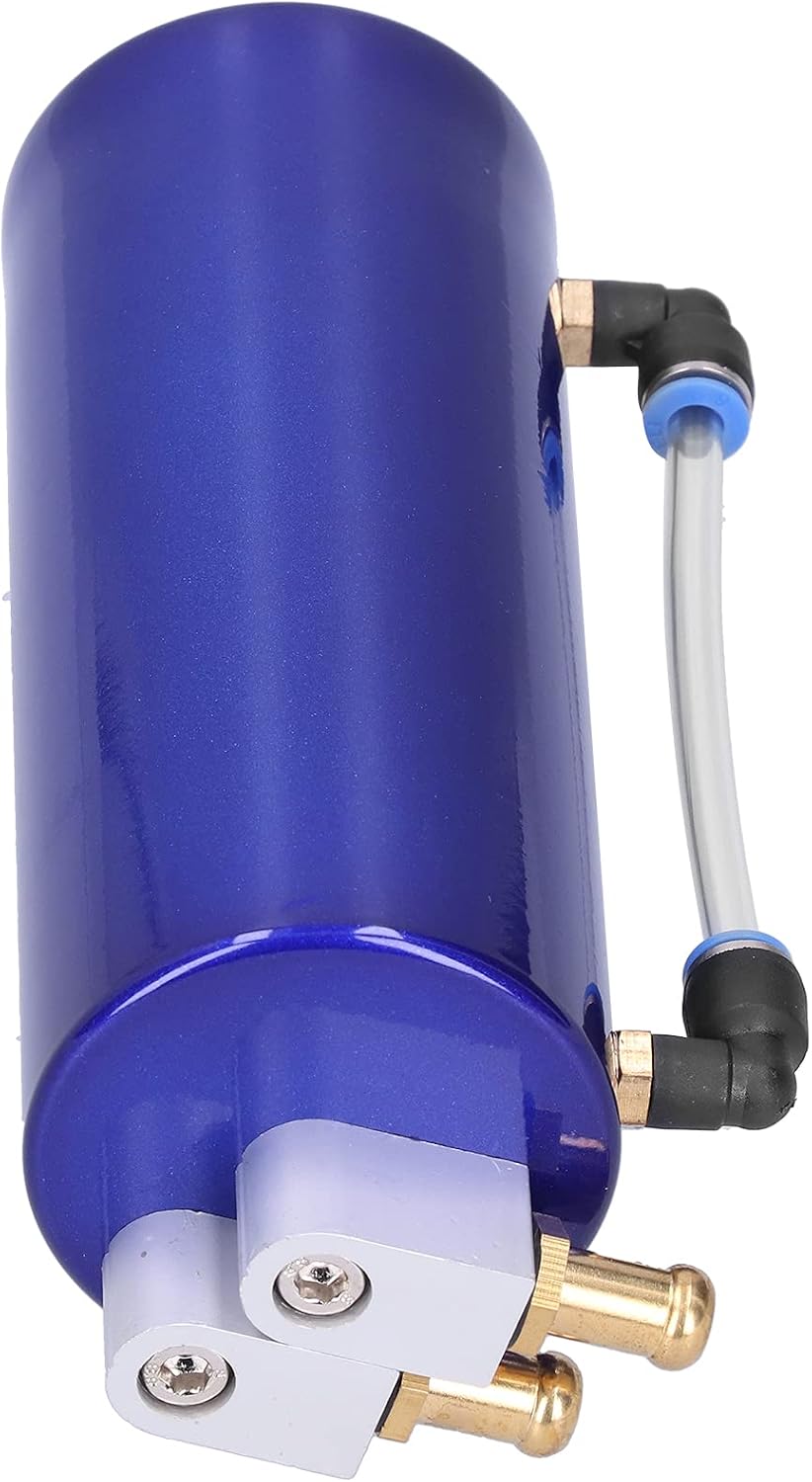 Universal Aluminium Alloy Oil Catch Tank Kit with Accessories, Lightweight Design for Racing Applications, Extends Engine Life, Collects Oil Mist and Condenses Fuel (Blue)