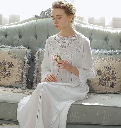 Miniatura 2 de Camisones victorianos de algodón para mujer, manga cortamanga larga, pijama para dormir