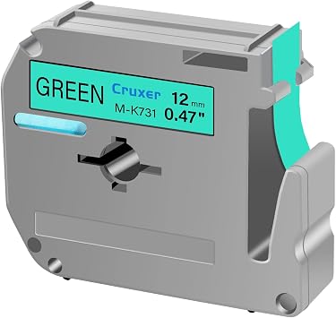 Cruxer 30 Pack Replacement for P Touch M Tape M-K731 MK731 M731 M-K731s Black on Green 12mm 0.47 1/2 for Ptouch PT-M95 PT-80 PT-90 PT-70 PT-65 PT-85 PT-45 PT-70BM Label Maker Refills