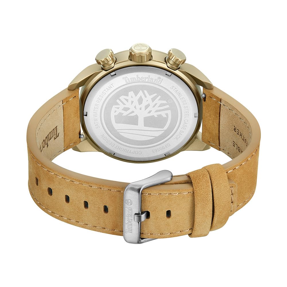 Timberland Henniker II Schwarzes Zifferblatt Braunes Lederarmband Multifunktionsuhr für Herren, 46mm