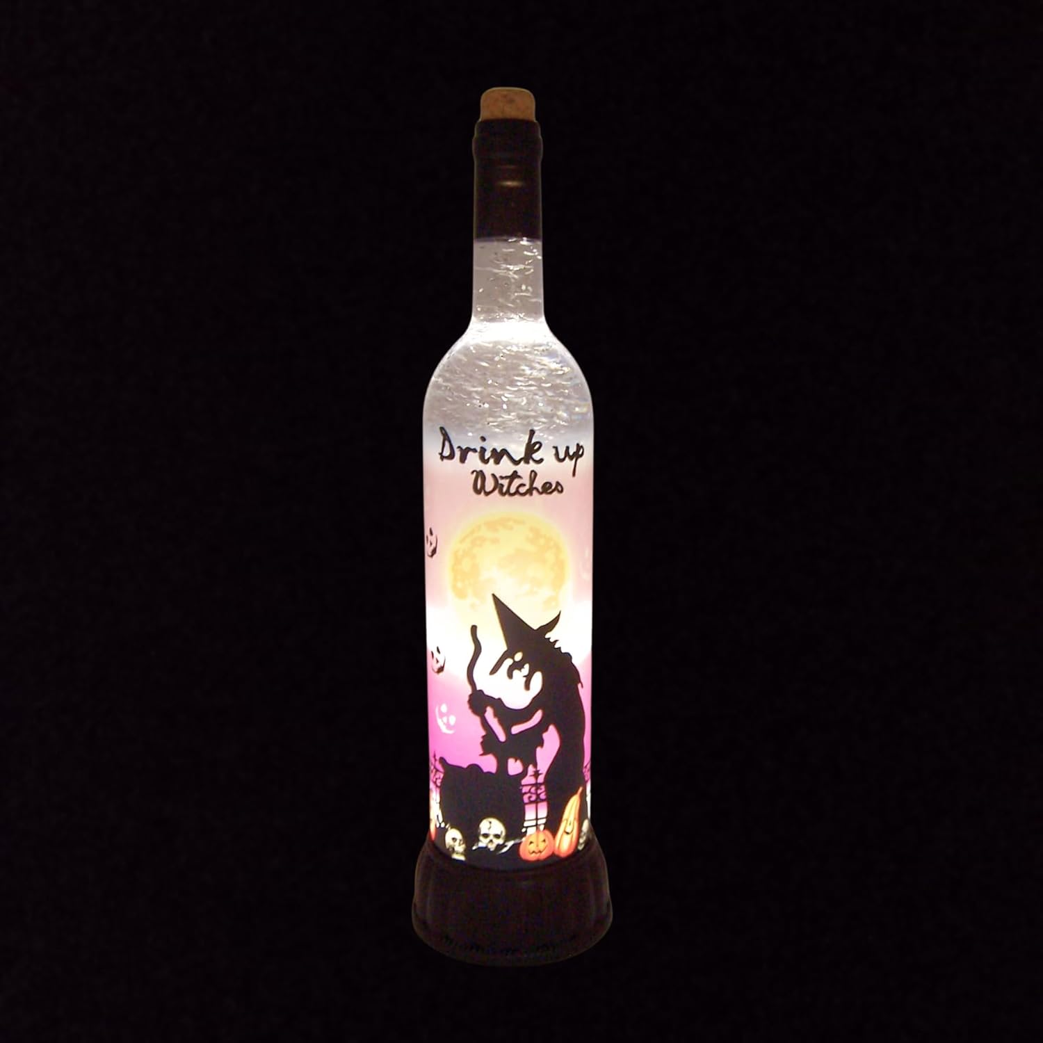 Lighted Witch Halloween Swirl Bottle Figurine, Unique Halloween Decor, Halloween Home & Office Prop, 14.75 Inches