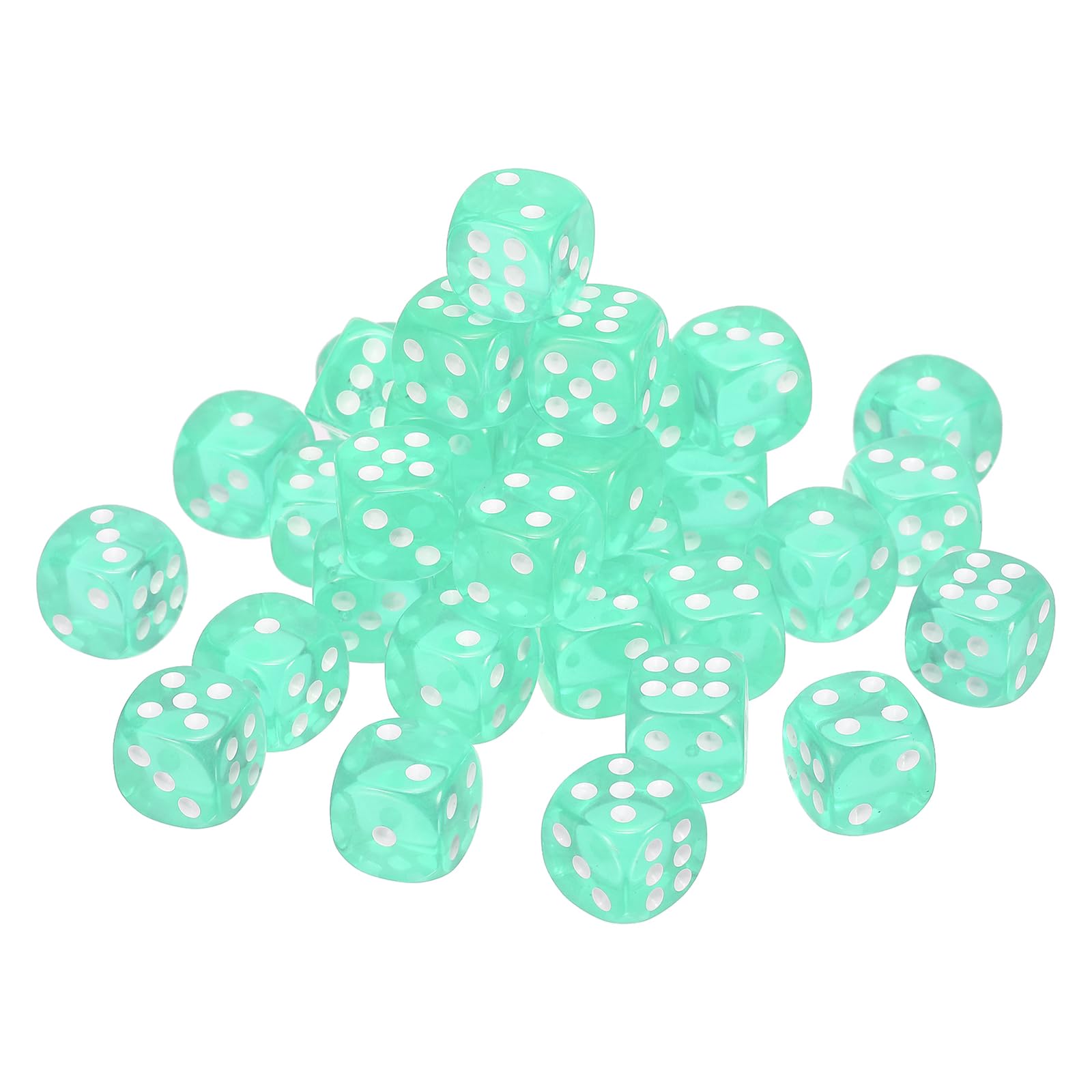 sourcing map 40Pcs 6 Sided Acrylic Dice, 16mm Game Dice Light Green