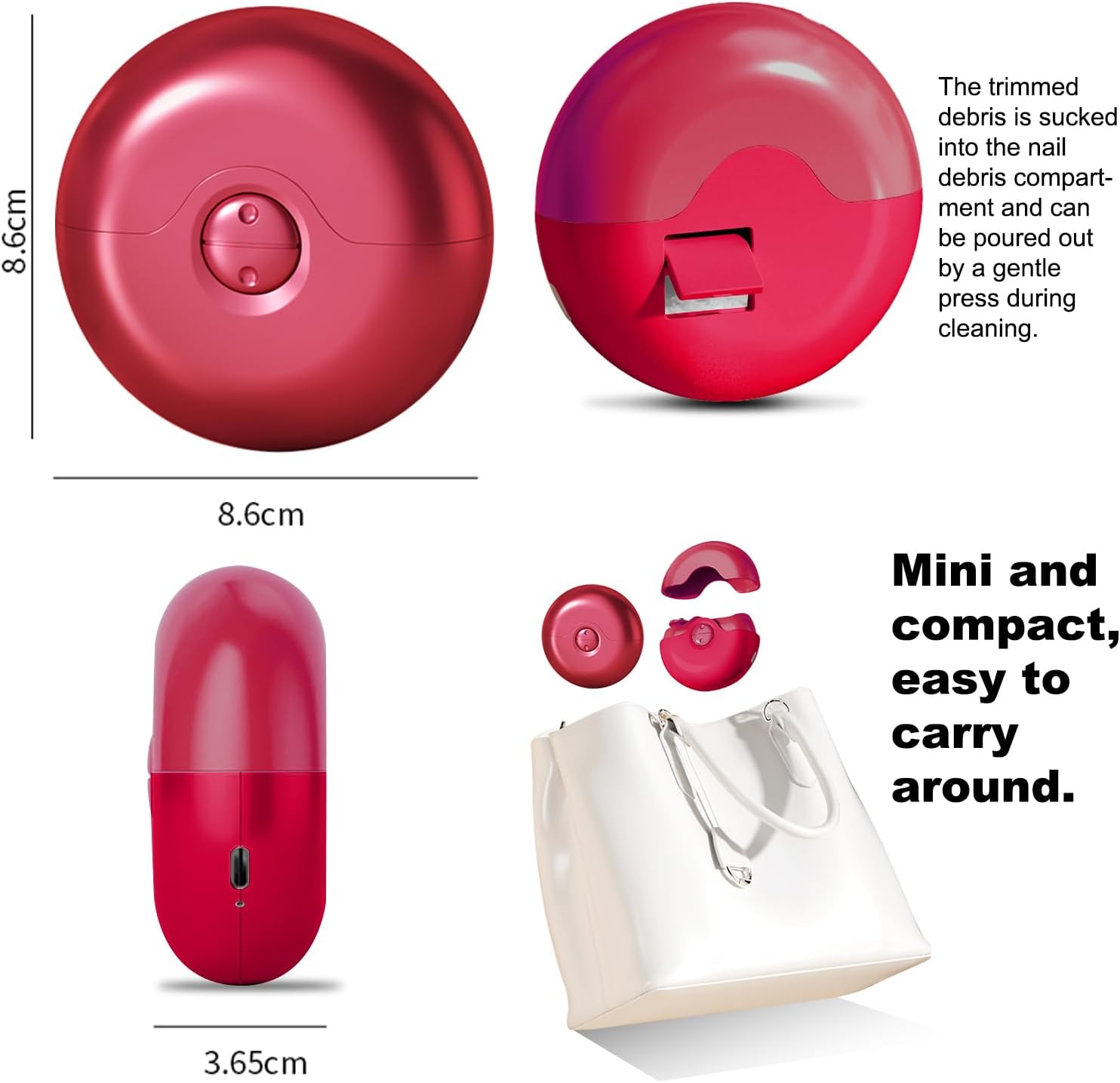 2 in 1 Electric Polishing Automatic Nail Clippers, Electric Nails Clipper, Electrics Nails Clipper Electrics Nails Trimmer with 2 Adjustable Speeds, Nail Trimmer (red)