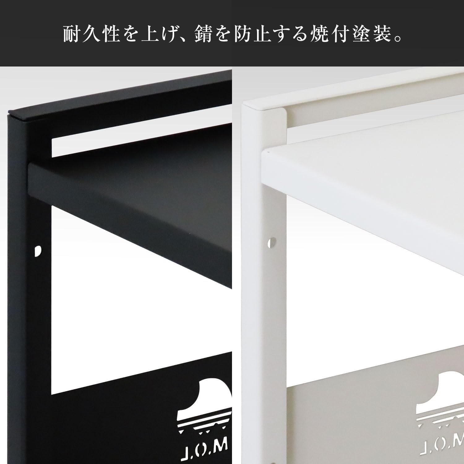 M.O.L 日本製 1.6mm極厚鉄板 アイアンシェルフ 3段／幅80cm／奥行30cmスリム型 MOL-XS803 (ブラック(B