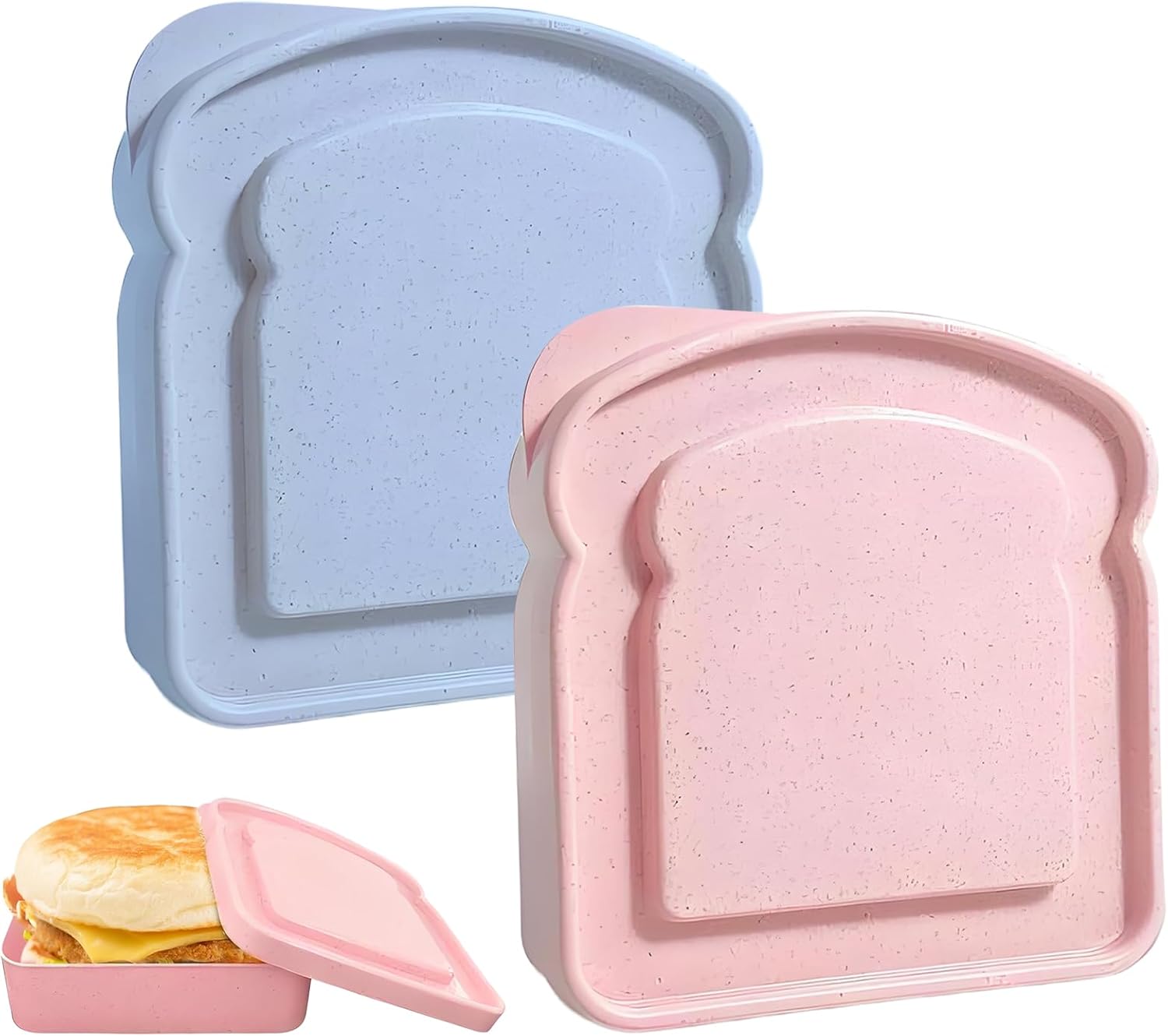 2pcs Sandwich Containers,Sandwich Box,Sandwich Containers For Lunch Boxes,Sandwich,Reusable Toast-Shaped Lunchbox, Bpa-Free Plastic Food Storage With Lid For Family Adult For Office,Camping