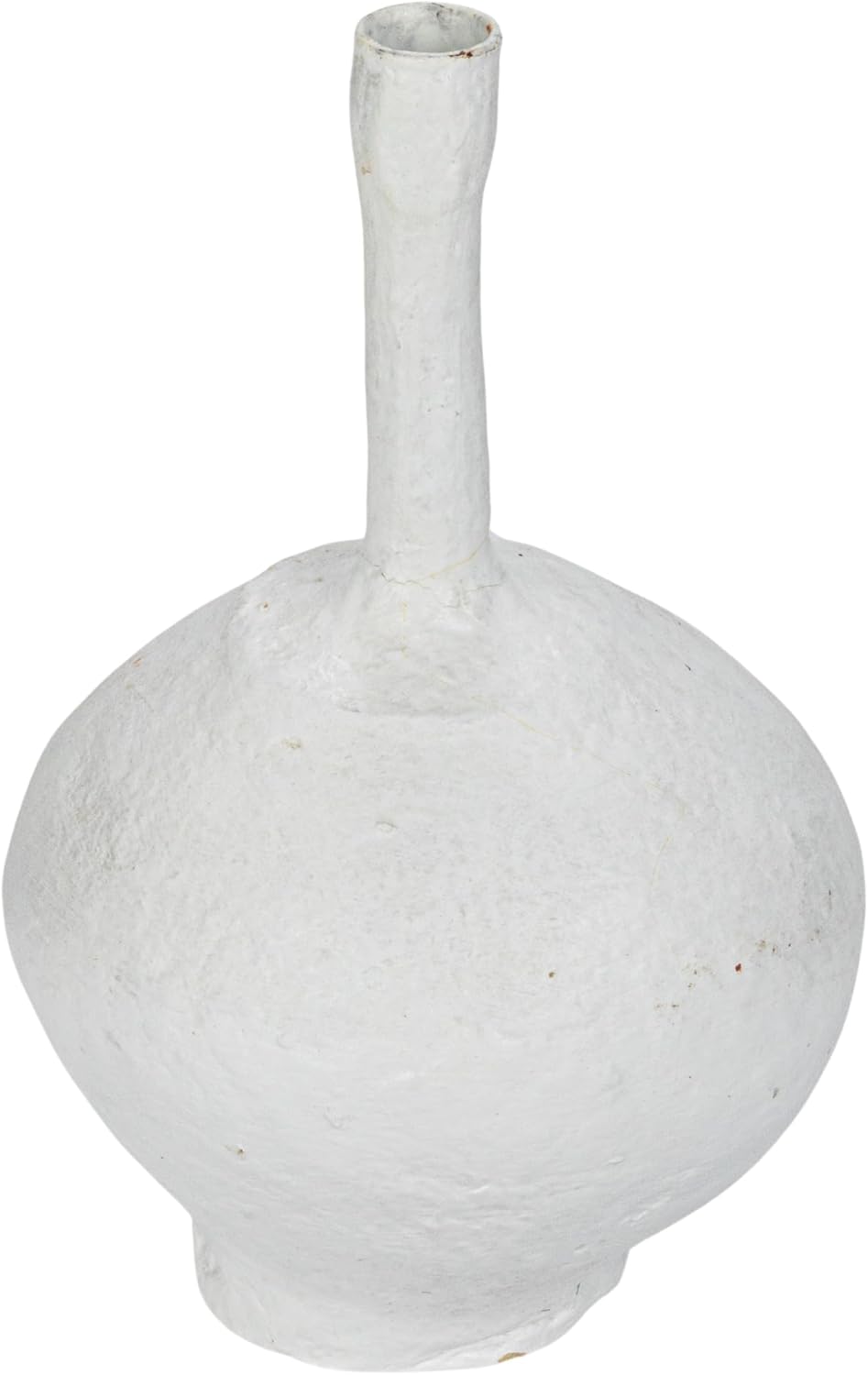 Creative Co-Op Round Decorative Paper Mache Taper Holder with Tall Neck, Whitewashed