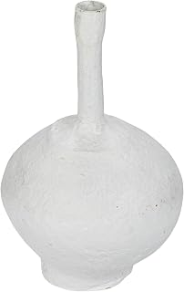 Creative Co-Op Round Decorative Paper Mache Taper Holder with Tall Neck, Whitewashed