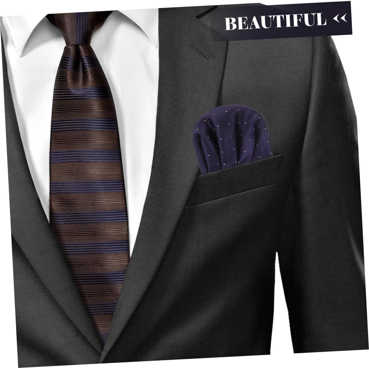 LIOOBO 2pcs Polyester Pocket Squares Pre-folded for Men's Suit Shape Handkerchief Wedding Party Accessory