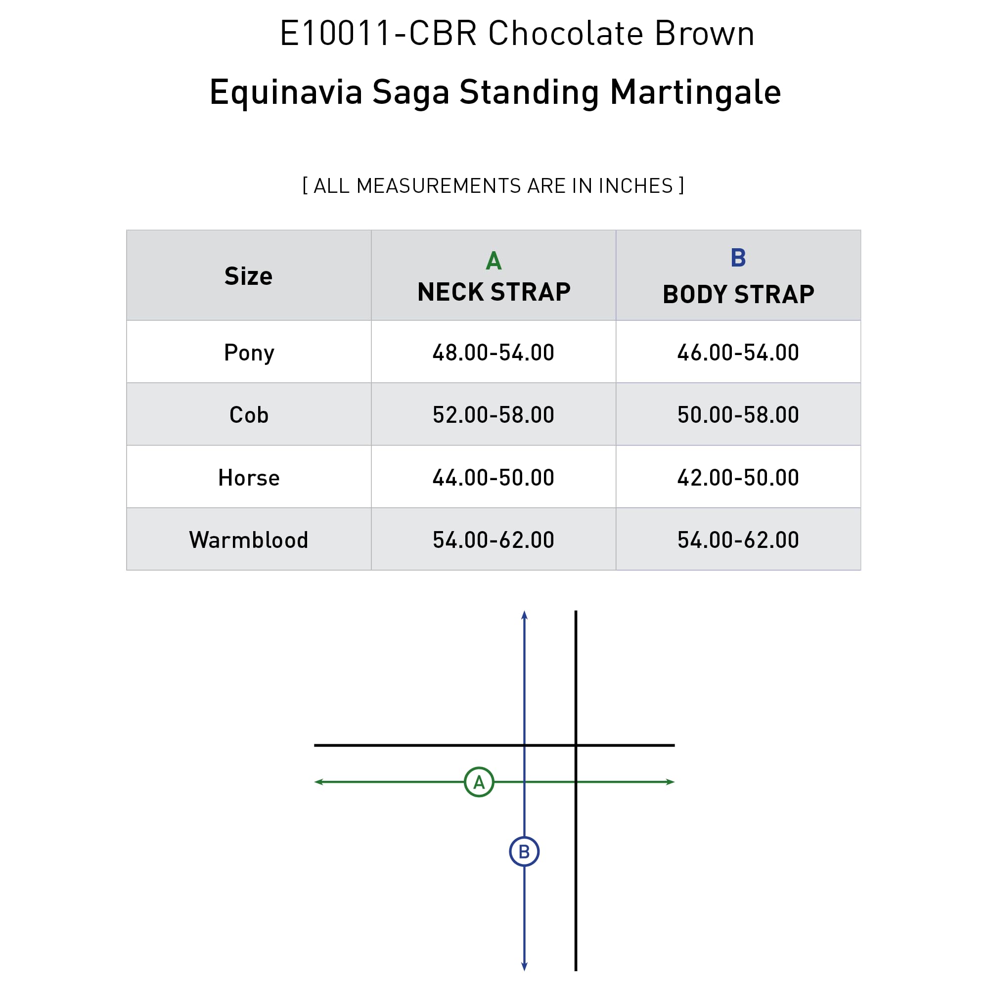 Equinavia Saga Martingala de pie ajustable de cuero con herrajes de acero inoxidable - marrón chocolate - caballo