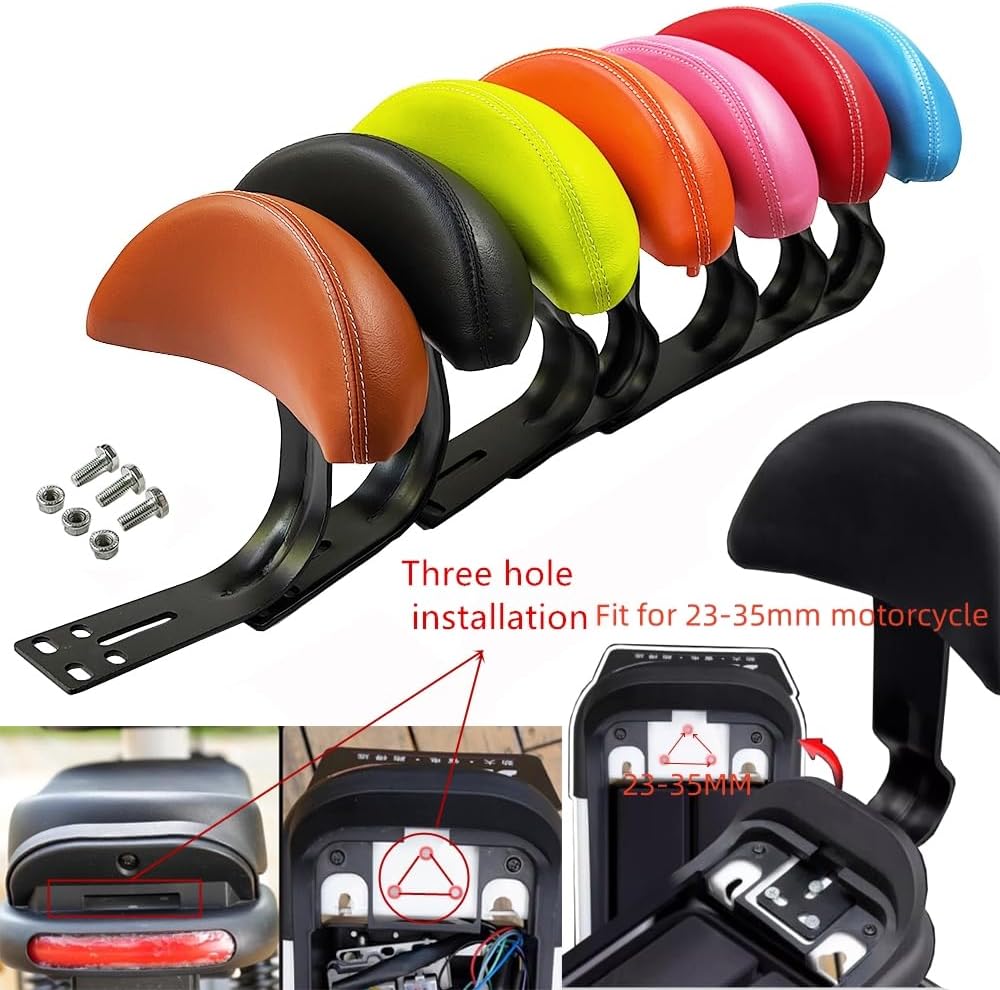 Electric Bicycle Rear Seat Backrest Passenger Support Backrests Leather Seatback Black Orange Blue Green Pink Red Browm For Motorcycle Scooter E-bike (Browm)
