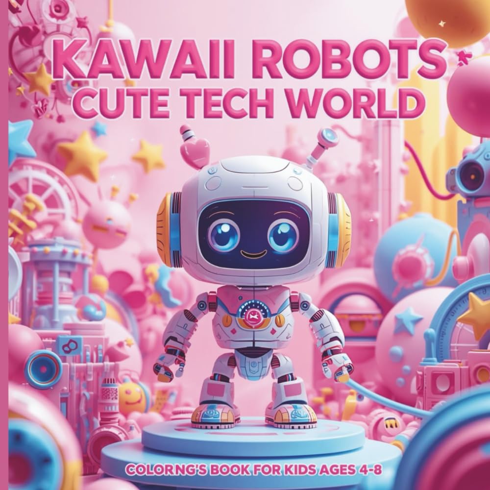 Kawaii Robots & Cute Tech World – Coloring Book for Kids: Adorable Robot Friends, Simple Shapes & Fun Tech Adventures for Ages 4–8