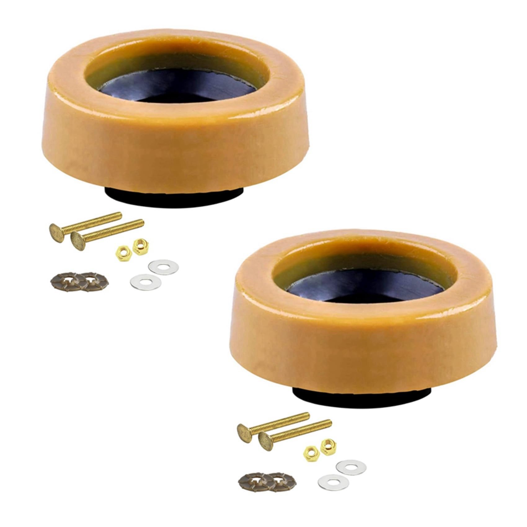 Hndhbfgrt 2X Toilet Wax Ring Kit for Floor Outlet Toilets New Install or Re-Seat with Flange and Bolts
