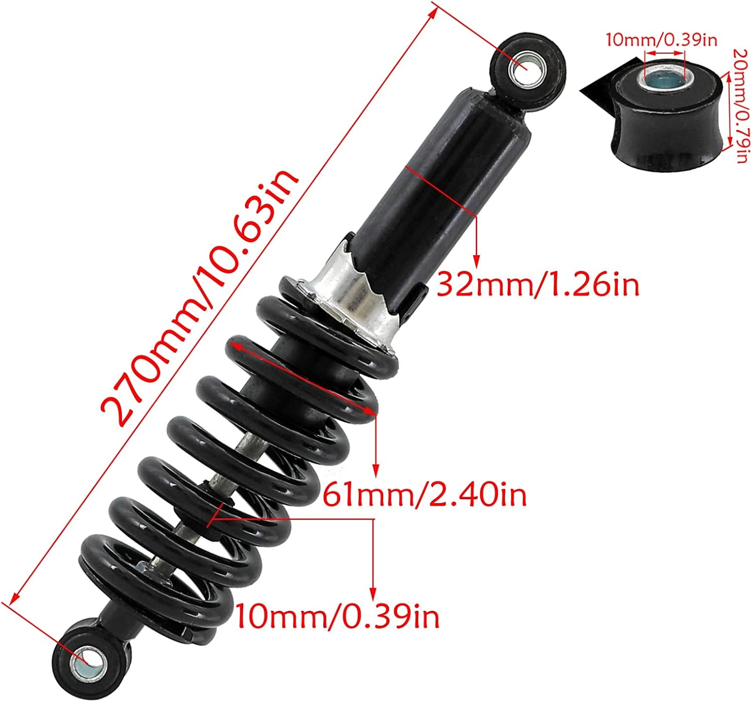 270mm 10.5" Shock Absorber Rear Suspension for Dirt Bike Pit Bike ATV Quad Moped Scooter 90cc 110cc125cc 150cc