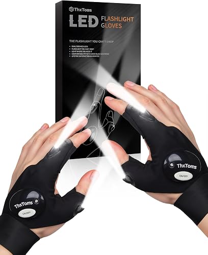 ThxToms Fathers Day Dad Gifts from Daughter Son Wife, LED Flashlight Gloves Gifts for Men,Cool Gadgets Tools for Repairing Fishing