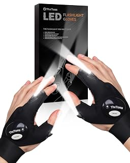 ThxToms LED Flashlight Gloves, Gifts for Him Men Boyfriend Husband, Mens Gifts for Fathers Day Christmas Birthday, Cool Gadgets Tools for Fishing, Repairing, Camping, 1 Pair Black - Amazon product rated Grade A