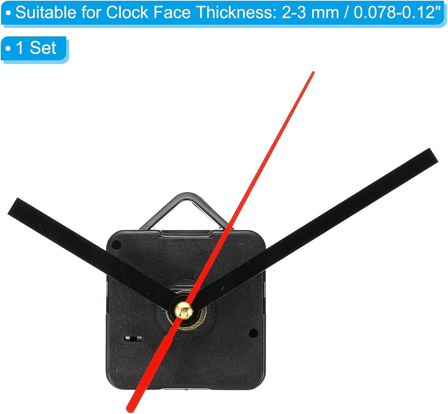 PATIKIL Clock Mechanism Replacement, 1Set Clock Mechanism Battery Operated Quartz DIY Wall Clock Aluminium Hands Motor Kit Mute Movement with Hook, Black Red