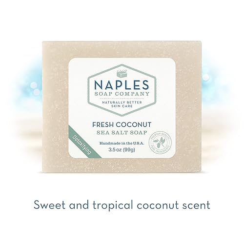 Miniatura 5 de Naples Soap Company Barra de jabón de sal marina que equilibra el pH, exfolia e hidrata de forma natural, sin ingredientes nocivos, 3.5 onzas, coco