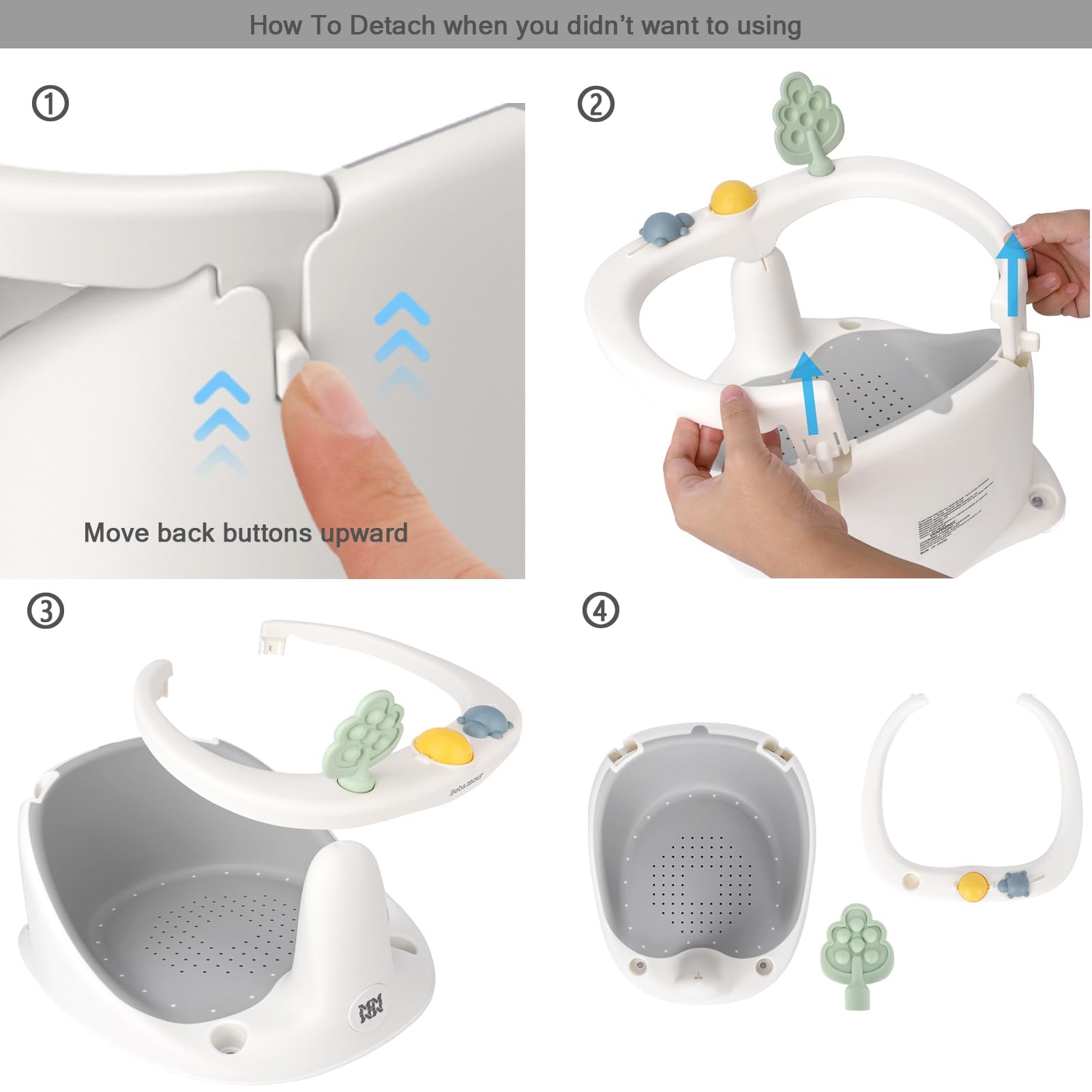 Bebamour Asiento de Baño para Bebé 6 Meses+ Niño Bañera Antideslizante,Green