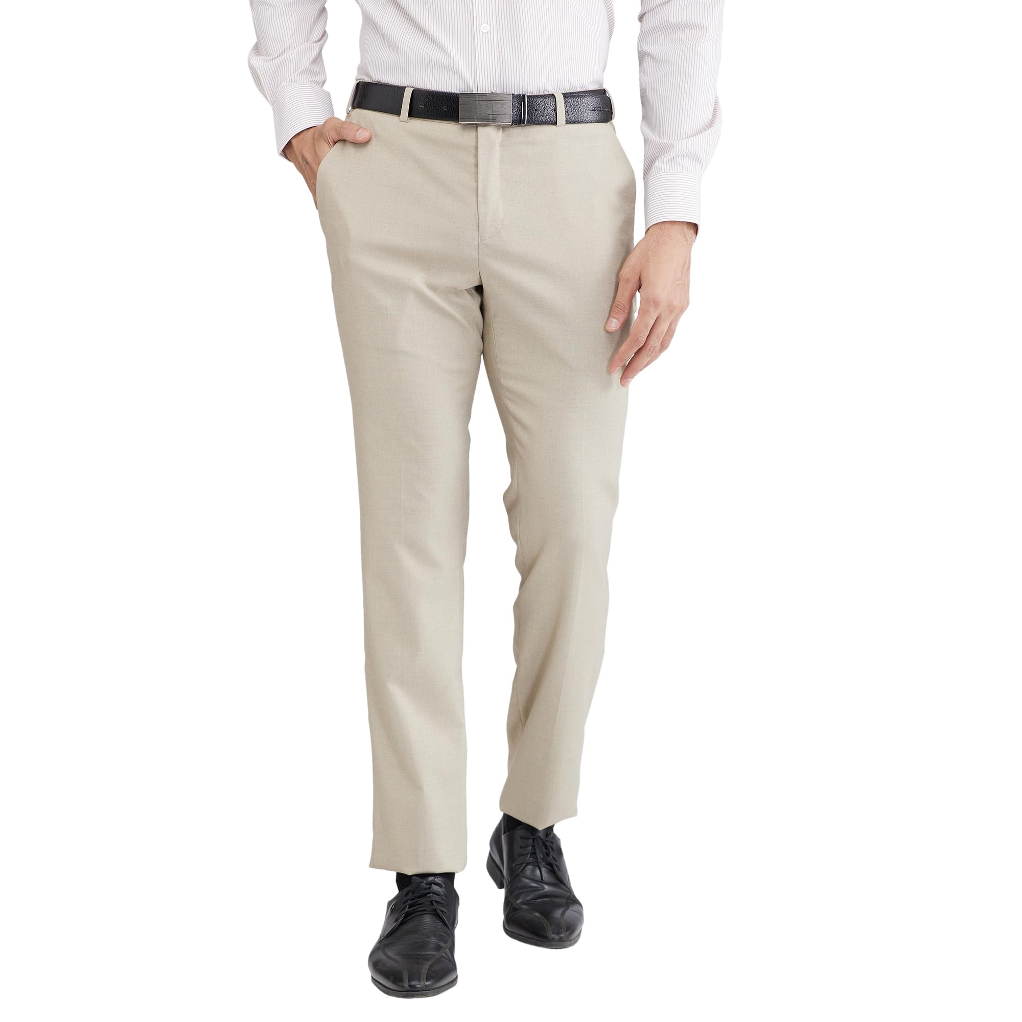 raymond Men's Slim Fit Solid Pattern Poly Viscose Blend Flat Front Formal Trouser-picture-39