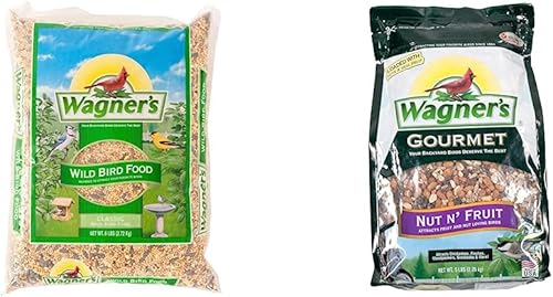 Wagner's 52003 Classic Blend - Alimento para pájaros silvestres, bolsa de 6 libras y 82072 Gourmet Nut & Fruit Wild Bird Food, 5 libras (paquete de