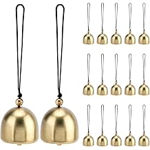 15 Pcs Small Hanging Gold Bell, 1 Inch Jingle Bells for DIY Wind Chime Door Dream Catcher Camping Tent Windchimes Christmas Tree Fengshui Lucky Art Garden Decoration