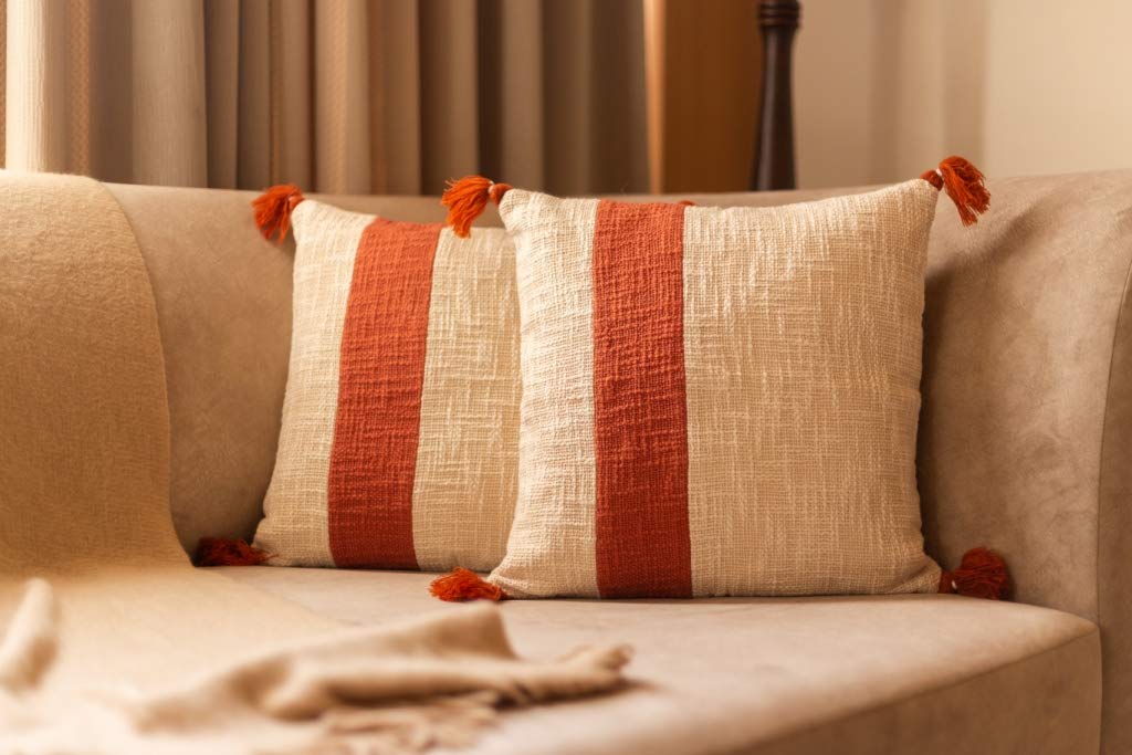 aRDENMEAD Cotton Set Of 2 Decorative Hand Made Throw/Pillow Cushion Covers. Tassel Cushion Cover Set For You Sofa,Living Room (16 X 16 Inches | 40 X 40 Cm, Rust), 210 TC (B08YWPZDZH) Amazon Price History, Amazon Price Tracker