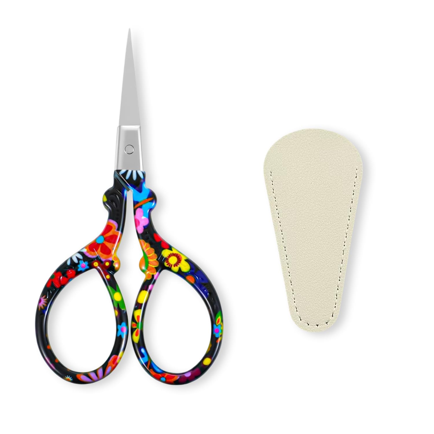 Labyrinxel Embroidery and Sewing Scissors with Protective Sheath Sharp Stork Scissors for Crafts DIY Fabric Cutting