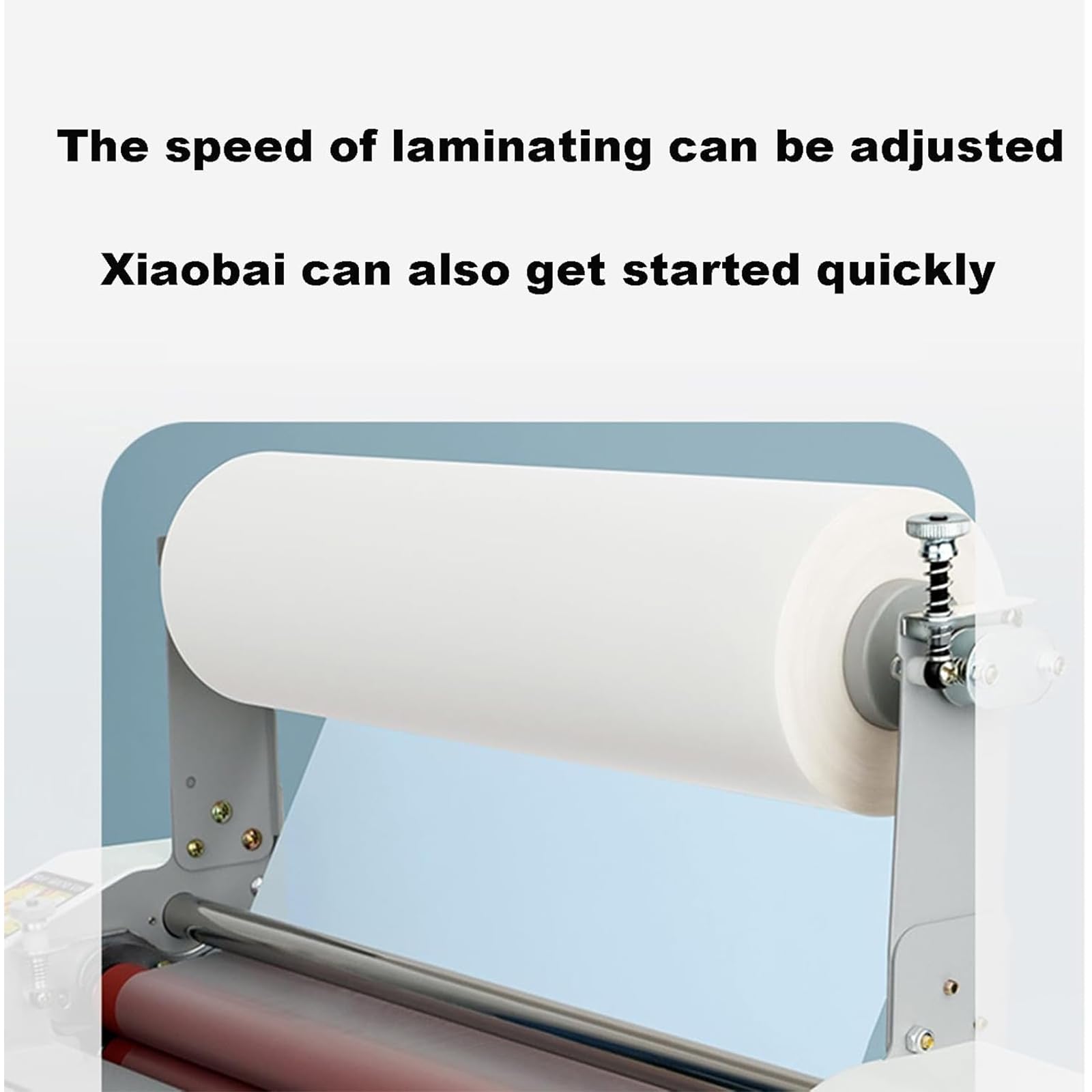 Laminatrice per Rotoli Freddo Caldo, Plastificatrice Elettrica Caldo con Schermo Visualizzazione, velocità: 0,3~3 M/Min/Regolazione della velocità 9 Livelli/intervallo Temperatura: 0~180 ℃