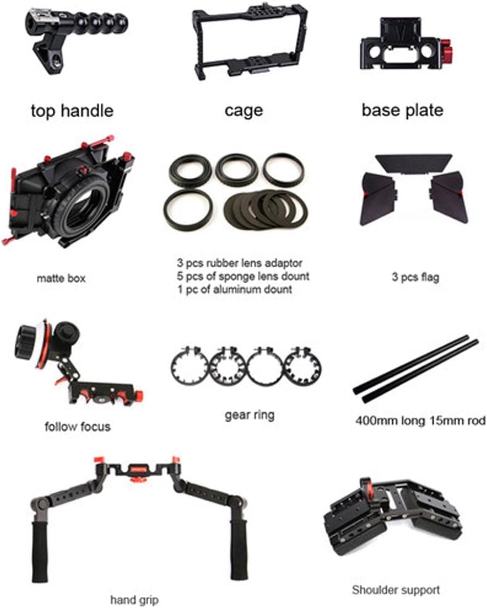 Came-TV BMPCC 4K Plus Shoulder Rig Mattebox A/B Follow Focus 15mm Rod for BlackMagic Pocket Cinema Camera