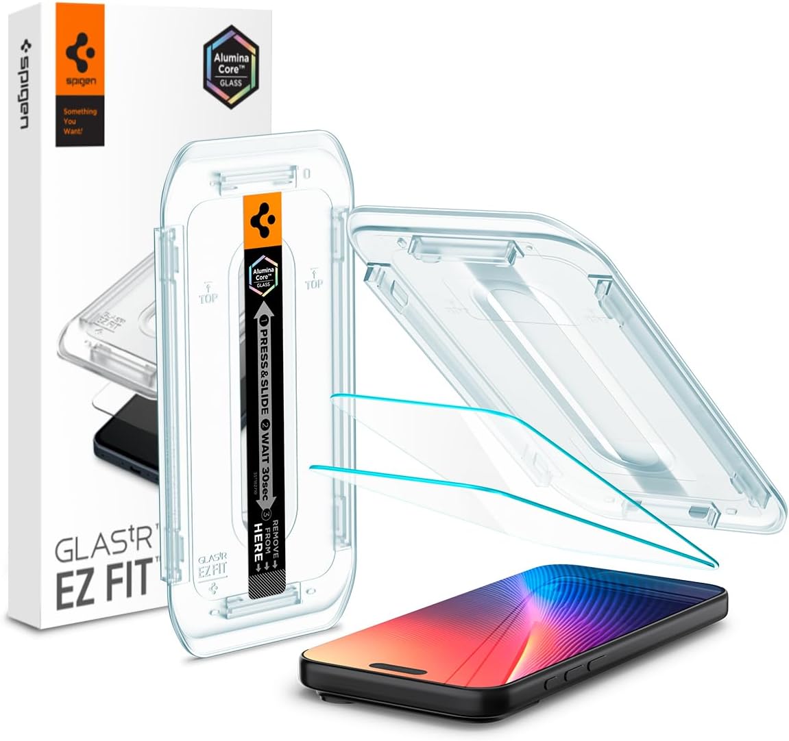 Spigen EZ Fit Tempered Glass Screen Protector Guard For iPhone 17/17 Pro / 16 Pro [2 Pack]