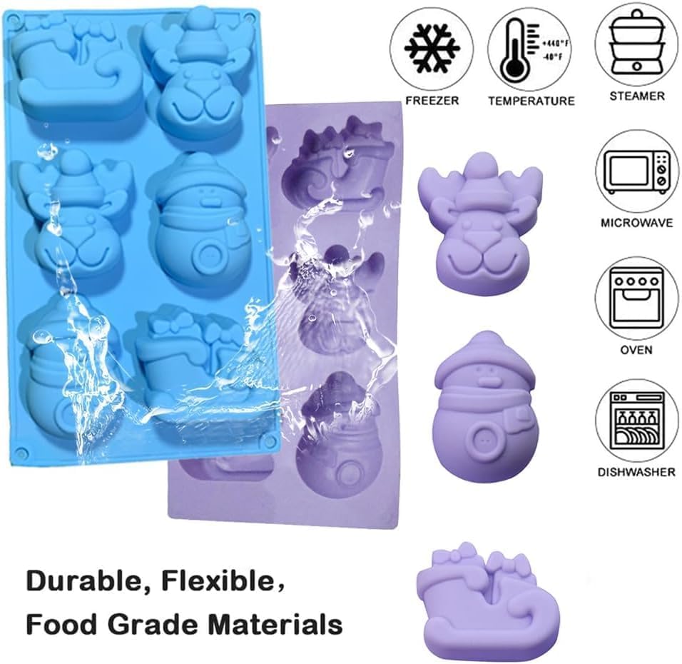 Christmas Silicone Mold – 6 Cavity 3D Fondant & Chocolate Baking Mold Tray for Cake, Candy, Jelly, Cupcake & DIY Crafts