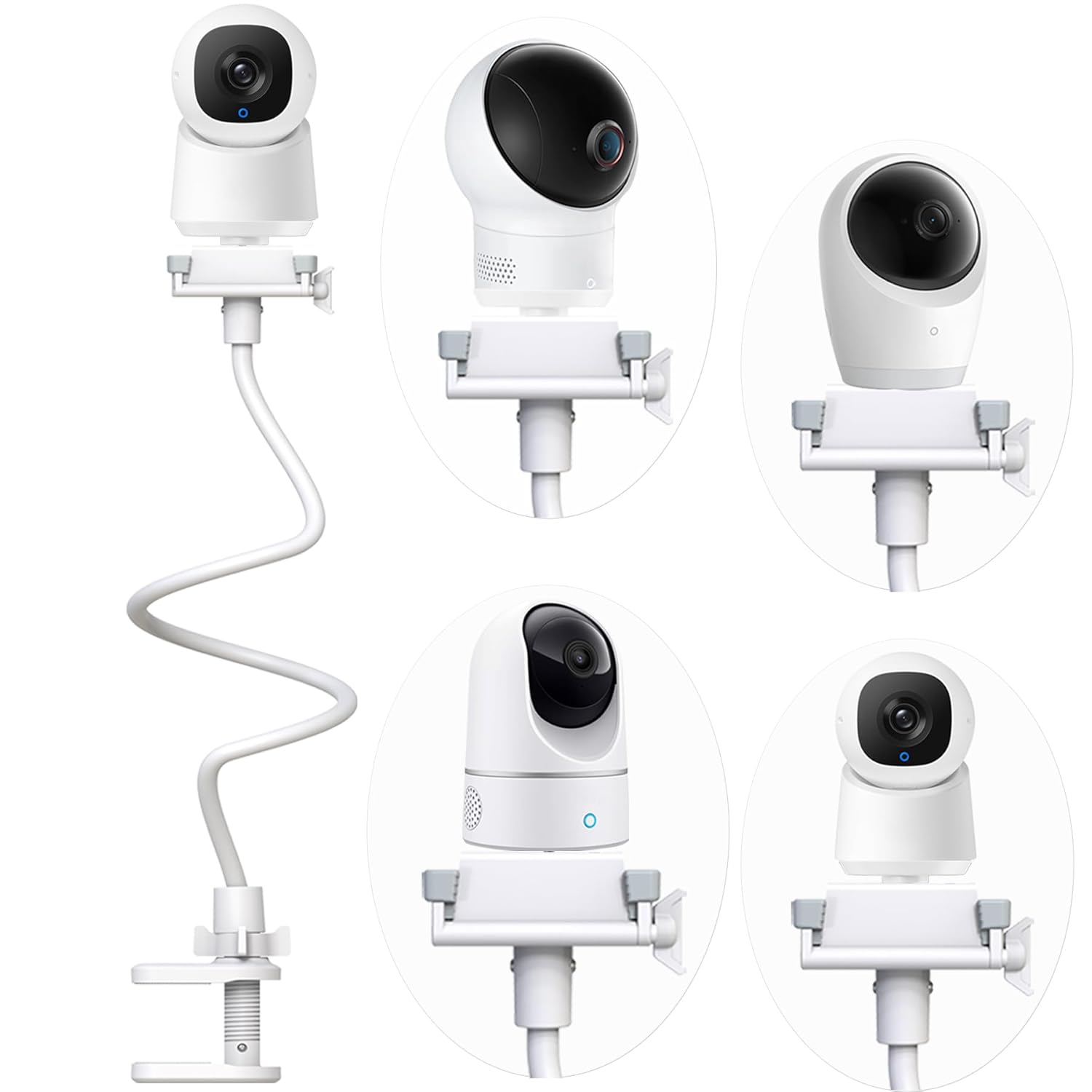 Flexible Baby Monitor Stand Mount Holder Compatible with eufy Security E30 / E220 / C220 / E21/ E110 / C2110 / T8417/ T8354/ T8300 Cameras Adjustable Baby Cameras Stand Clip Clamp Mount