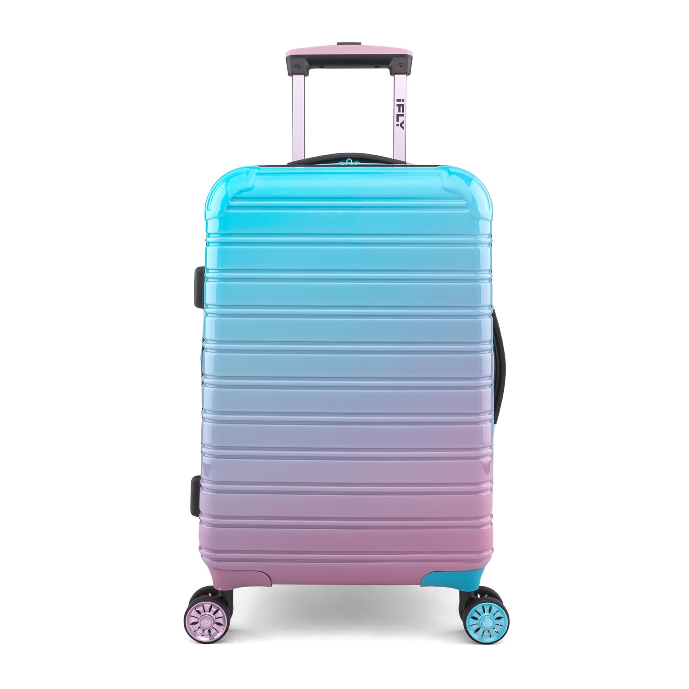 iFLYFibertech 56 CM/Small/Cabin/Carry-On ABS/PC Lightweight Fashionable Hardside 8 Wheels Expandable TSA Lock Suitcase/Luggage/Trolley Bag - Cotton Candy
