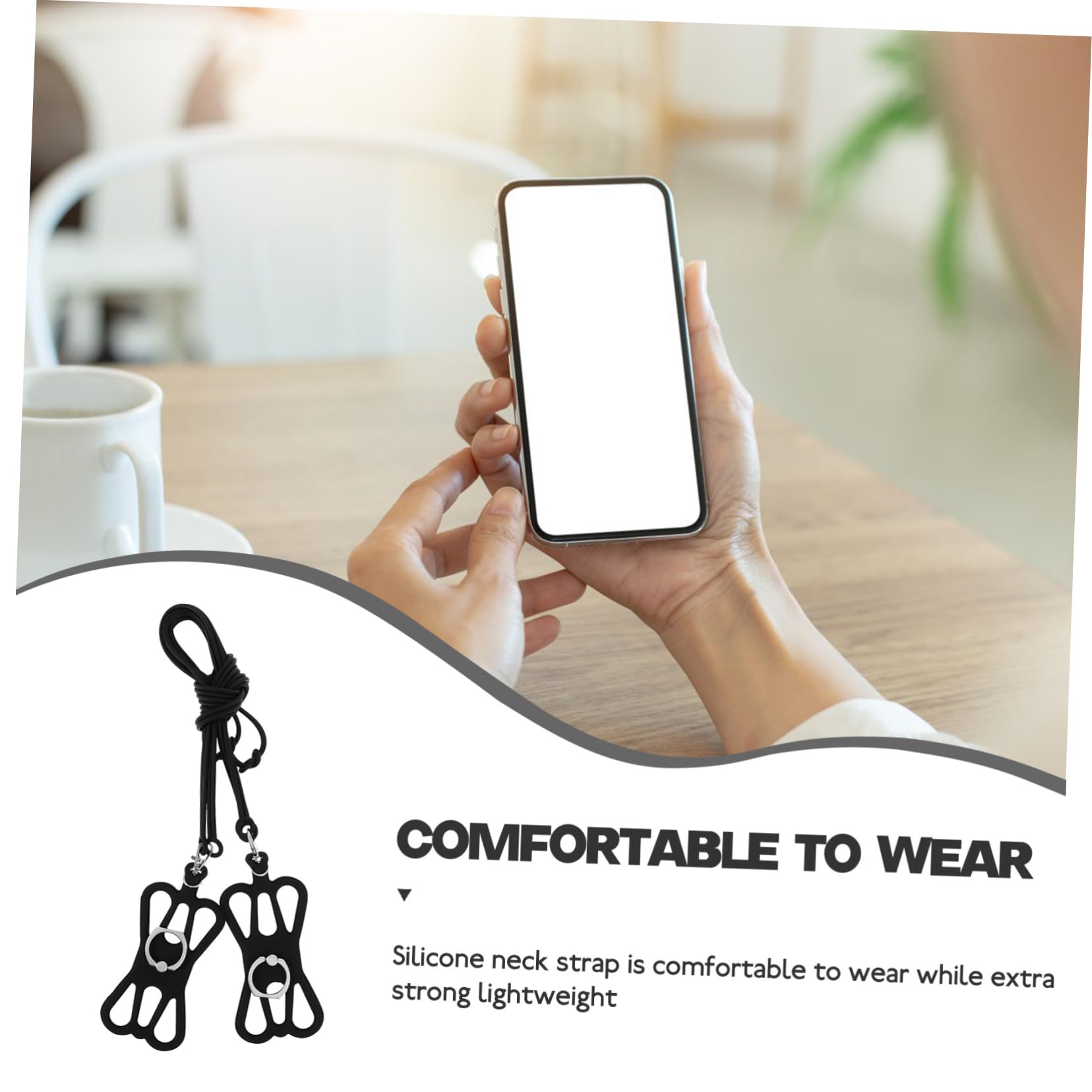 SHINEOFI Correa Ajustable Para Teléfono Móvil De Silicona Con Soporte Anillo Para Colgar Al Cuello Y Protección Caídas