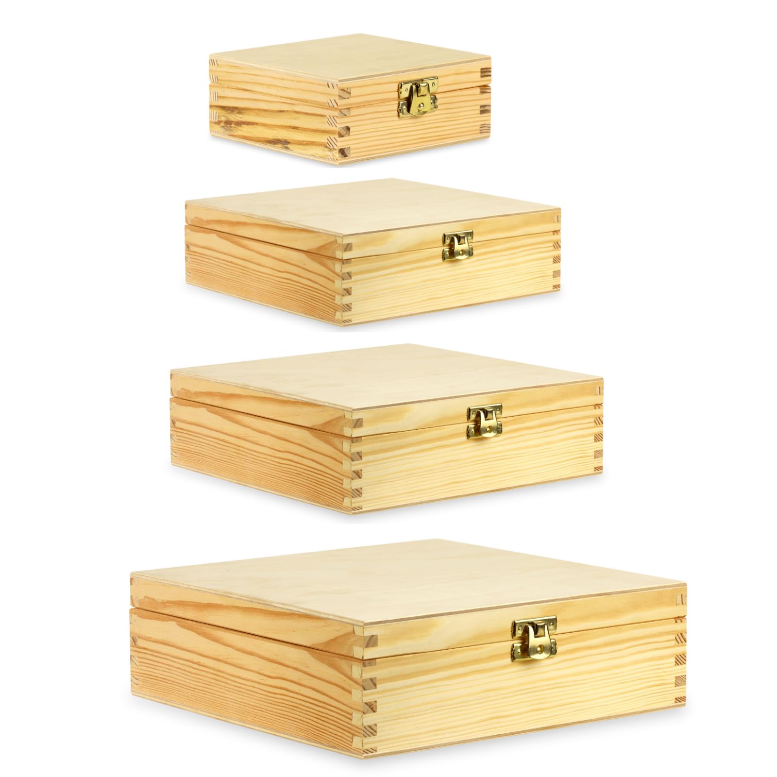 TRANS - PAL Wooden Storage Box with Hinged Lid and Locking Clasp – Natural Finish Keepsake Chest, DIY Craft Box or Jewelry Organizer (X Large)