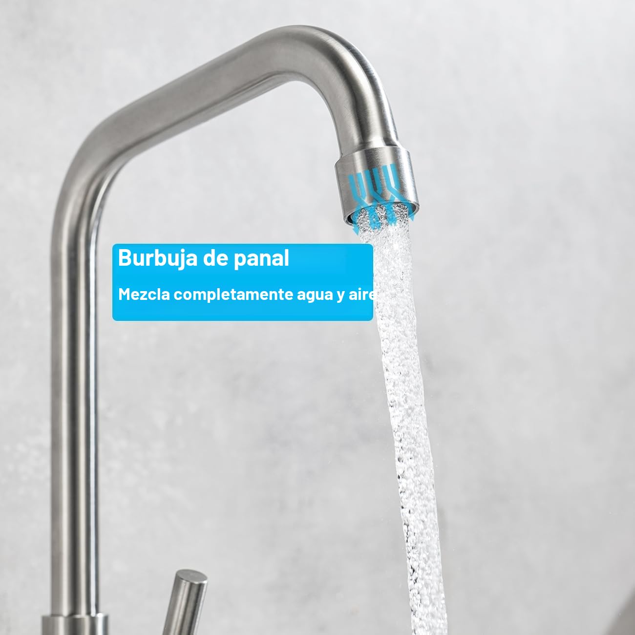 ONECE Grifo Cocina en la Pared 11 cm Distancia Entre Orificios de Montaje, Grifería a Muro Rotación de 360​°, Mezclador Monomando de Fregadero Acero Inoxidable 304, Aireador Extraíble