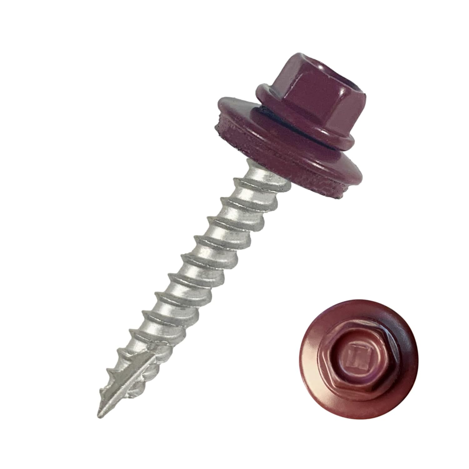 EAGLE 1 Metal Roofing Screws #10 - Painted Hex Head Self-Tapping Screws with EDPM Rubber Washer for Metal to Wood, Vinyl, Small Sheet Metal - Free Magnetic Driver (Charcoal Grey, 4 Inch, 1000)