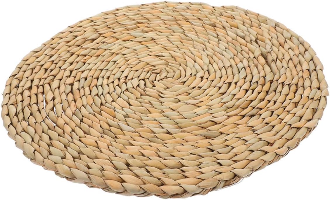 VOSAREA Woven Straw Cushion for Meditation 35x35CM Round Tatami Floor Pillow Outdoor Chair Cushion Handmade Yoga Seat Pad for Home and Garden