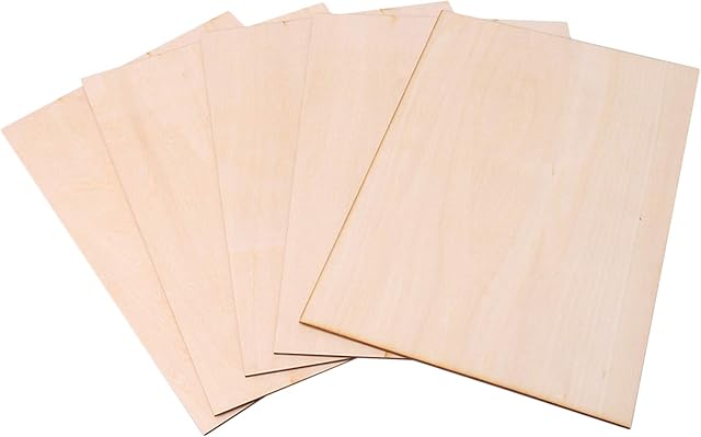 Homeswitch 300x200x2mm Rectangle Unfinished Craft DIY Basswood Wooden Sheets for DIY Building Model Parts Pack of 5