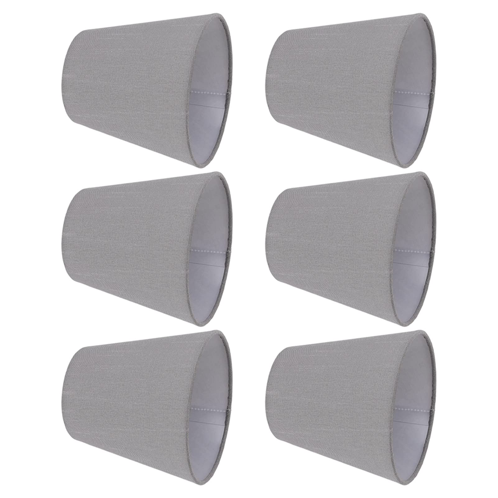 6pcs Fabric Lamp Shades, Grey Clip on Bulb Wall Light Shades Modern Lampshades for E14 Candle Bulb - Image 4