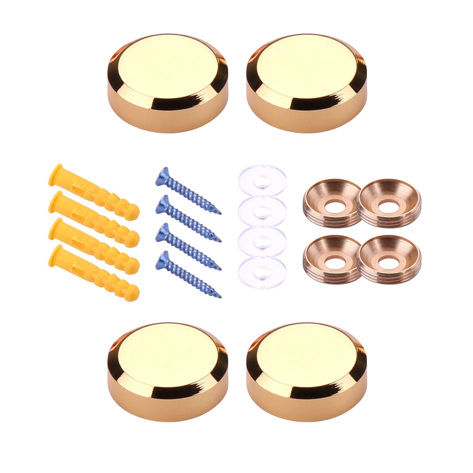 Fexxkg Multicolor 4Pieces Sturdy Brass Gold Glass Fixing Screws Portable For Bathroom And Wall Decoration Applications Brass Glass Screws