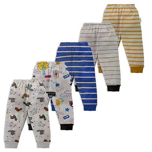 Buy NammaBaby Baby Pajama Pant With Rib Mixed Prints Set Of 5 (03