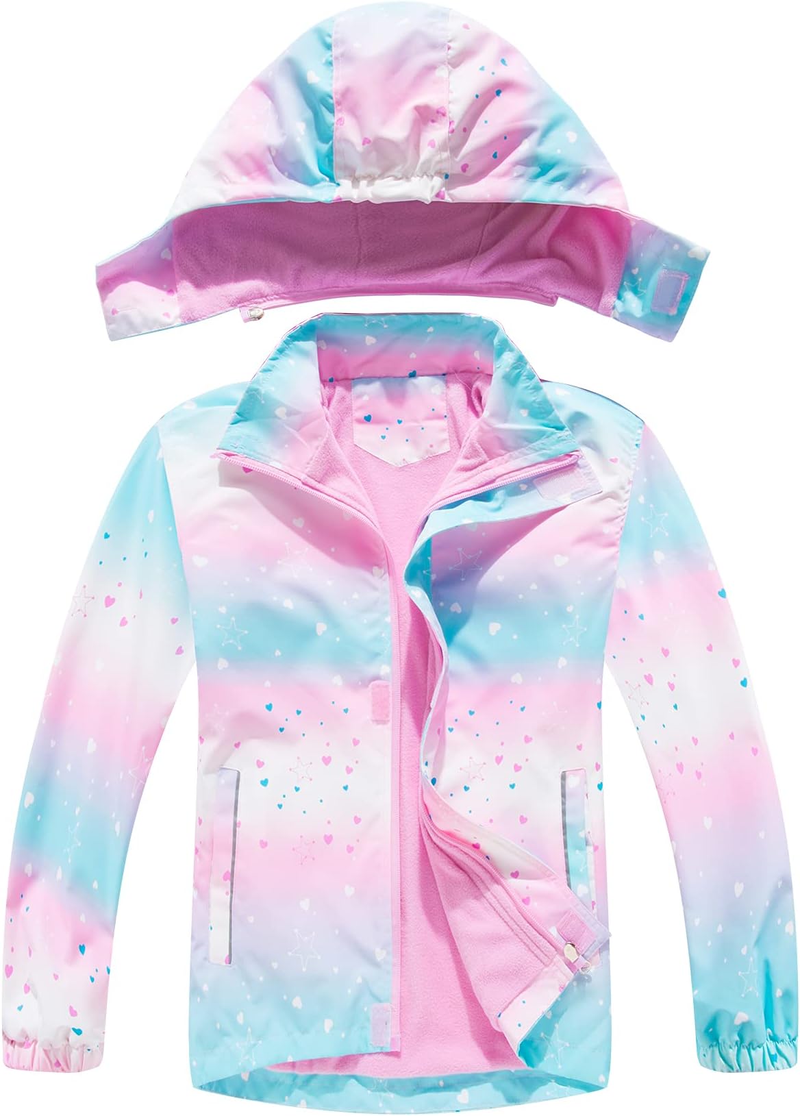 NATUSTGirls Fleece Lined Raincoat Boys Waterproof Jackets