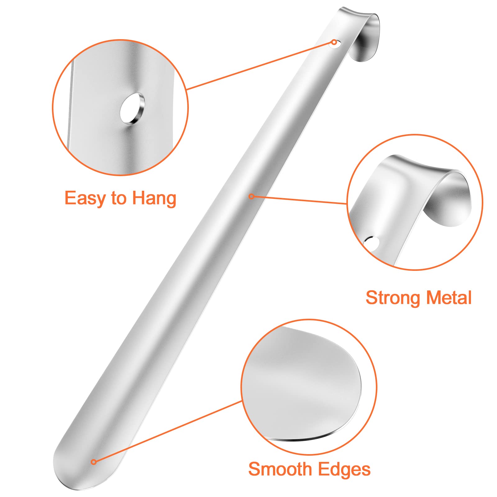 Relota Calzador de Acero Inoxidable 16cm 42cm Largo Curvo con Orificio para Colgar