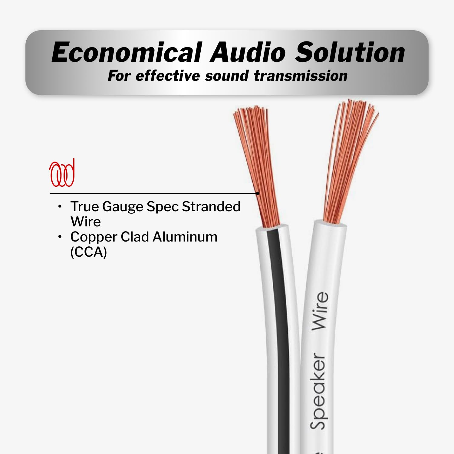 Diagram showing Copper Clad Aluminum (CCA) speaker wire construction